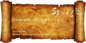 Szarvas Áron névjegykártya